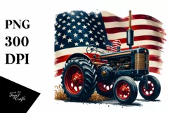 Vintage Tractor with Stars and USA Flag | Sublimation Product Image 1