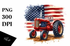 Vintage Tractor with Stars and USA Flag | Sublimation Product Image 1