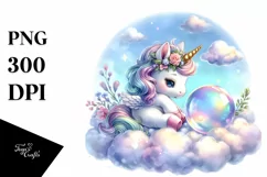 Cute Baby Unicorn in a Bubble Clipart Product Image 1