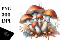 Detailed Celestial Mushroom Watercolor PNG Product Image 1