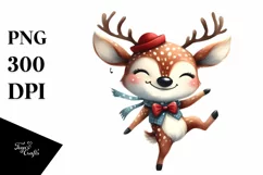 Funny Watercolor Deer Dancing | Sublimation | Clipart Product Image 1