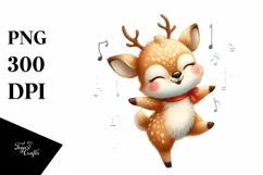Funny Watercolor Deer Dancing | Sublimation | Clipart Product Image 1