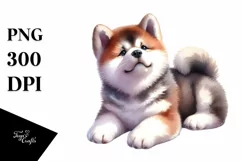 Akita Sitting Watercolor PNG Product Image 3