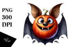 Funny Watercolor Halloween Bat Goofy Smile | Sublimation | Product Image 1