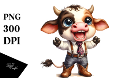 Cow with Tie and Cowboy Boots | Sublimation | Clipart Product Image 1