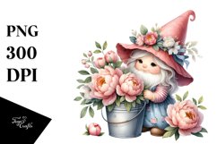 Baby Gnome with Peonies Floral Frame Product Image 1