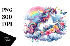 Colorful Unicorn Watercolor Clipart Product Image 3