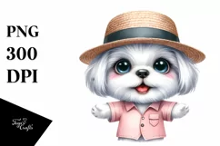 Standing Maltese Baby with Big Eyes and Hat | Clipart Product Image 3