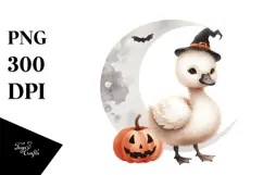 Cute Baby Swan Dressed for Halloween PNG Product Image 1