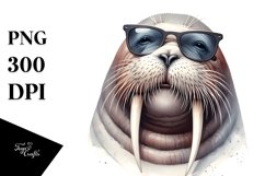 sunglasses Walrus Portrait | Watercolor Clipart Product Image 3