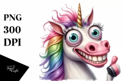 Funny Expressive Unicorn Portrait PNG Product Image 3