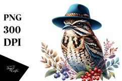 Watercolor Vibrant Nightjar Hat Clipart Product Image 3