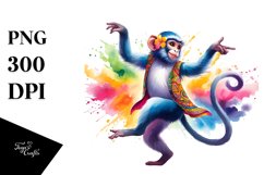 Colorful Monkey Dancing | Sublimation Clipart Product Image 1