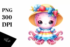 Colorful Baby Octopus Dressed for Summer | Clipart Product Image 3