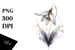 Watercolor Snowdrop with Golden Insertions | Clipart Product Image 3