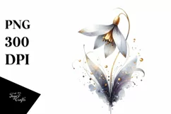 Watercolor Snowdrop with Golden Insertions | Clipart Product Image 3