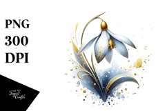 Watercolor Snowdrop with Golden Insertions | Clipart Product Image 1