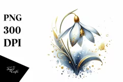 Watercolor Snowdrop with Golden Insertions | Clipart Product Image 1
