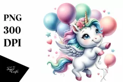 Cute Baby Unicorn Dancing with Balloons Product Image 1