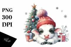 Cute Winter Cow Christmas Tree PNG Product Image 1
