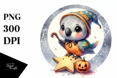 Cute Baby Parrot Dressed for Halloween PNG Product Image 3