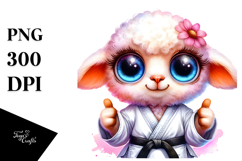 Cute Baby Lamb Karate PNG Product Image 1