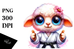 Cute Baby Lamb Karate PNG Product Image 1