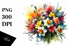 Vibrant Narcissus Bouquet | Sublimation | Clipart Product Image 1
