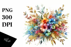 Watercolor Abstract Bouquet with Lobelia Clipart Product Image 1