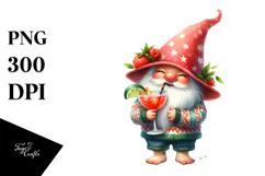 Whimsical Gnome with Cocktail, Transparent PNG Product Image 1