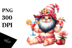 Whimsical Gnome in Beachwear PNG Product Image 1