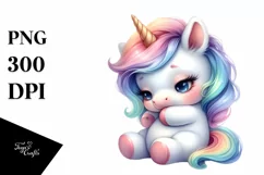 Cute Baby Unicorn Hugging | Clipart Product Image 3