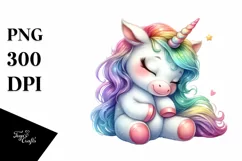 Cute Baby Unicorn Hugging | Clipart Product Image 1