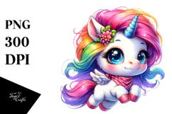 Cute Jumping Baby Unicorn PNG Product Image 1