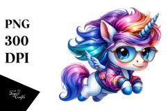 Cute Jumping Baby Unicorn PNG Product Image 1