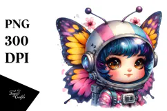 Punk Baby Butterfly with Astronaut Helmet PNG Product Image 1