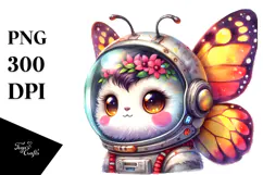 Punk Baby Butterfly with Astronaut Helmet PNG Product Image 1