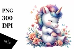 Baby Unicorn Playing Wrestling Flowers | Sublimation | Product Image 3