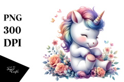 Baby Unicorn Playing Wrestling Flowers | Sublimation | Product Image 1