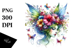 Fairy with Floral Wreath PNG Product Image 1