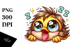 Colorful Cartoon Baby Sparrow Sleeping | Sublimation Clipart Product Image 1