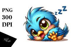 Colorful Cartoon Baby Sparrow Sleeping | Sublimation Clipart Product Image 1