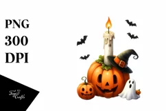 Funny Halloween Candle Watercolor PNG Product Image 3