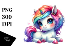 Cute Baby Unicorn Playing PNG Product Image 1