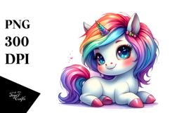Cute Baby Unicorn Playing PNG Product Image 1