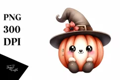 Cute Watercolor Pumpkin Hat | Sublimation | Clipart Product Image 3