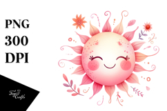 Simple Pinkish Smiling Sun PNG Product Image 1