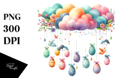 Colorful Cloud with Easter Eggs PNG Product Image 1