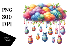 Colorful Cloud with Easter Eggs PNG Product Image 1