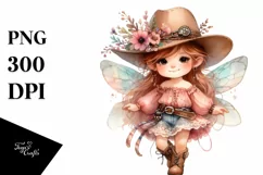 Pastel Cute Fairy with Cowboy Hat | Clipart Product Image 1